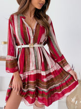 Load image into Gallery viewer, Buttoned Striped Long Sleeve Mini Dress