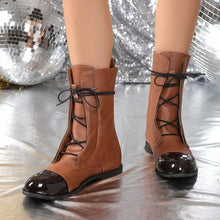 Load image into Gallery viewer, Contrast Lace Up Point Toe Boots