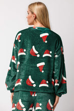 Load image into Gallery viewer, Christmas Hat Pattern Round Neck Long Sleeve Top and Pants Set