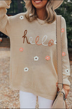 Load image into Gallery viewer, HELLO Flower Round Neck Long Sleeve Sweater