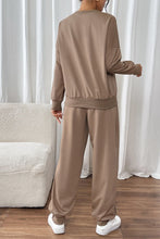 Load image into Gallery viewer, Perfee Round Neck Long Sleeve Top and Pants Set