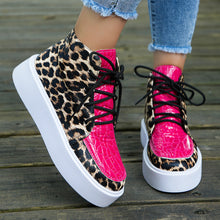 Load image into Gallery viewer, PU Leather Leopard Platform Sneakers