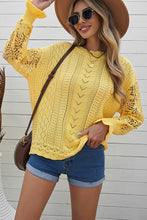 Load image into Gallery viewer, Openwork Round Neck Long Sleeve Sweater