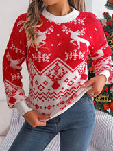 Load image into Gallery viewer, Christmas Element Round Neck Long Sleeve Sweater