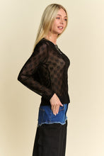 Load image into Gallery viewer, Davi &amp; Dani Bow Mesh Round Neck Long Sleeve Top