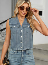 Load image into Gallery viewer, V-Neck Button Down Denim Vest