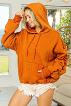 Load image into Gallery viewer, BiBi Ruched Long Sleeve Washed Fleece Hoodie