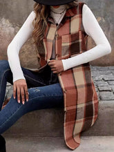 Load image into Gallery viewer, Plaid Button Up Vest Coat