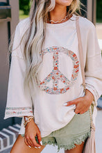 Load image into Gallery viewer, Peace Patch Round Neck Long Sleeve Top