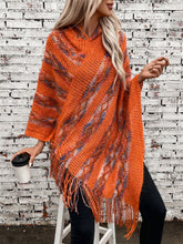 Load image into Gallery viewer, Fringe Contrast Hooded Poncho