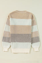 Load image into Gallery viewer, Striped Color Block Round Neck Long Sleeve Sweater