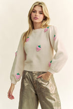 Load image into Gallery viewer, Davi &amp; Dani Crochet Strawberry Round Neck Sweater