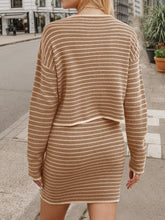 Load image into Gallery viewer, Striped Long Sleeve Top and Skirt Set