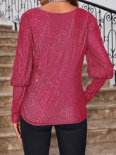 Load image into Gallery viewer, Sequin Boat Neck Long Sleeve Top