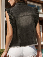 Load image into Gallery viewer, Raw Hem Ruffled Cap Sleeve Denim Jacket