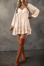 Load image into Gallery viewer, Frill Ruffled V-Neck Long Sleeve Mini Dress