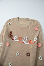 Load image into Gallery viewer, HELLO Flower Round Neck Long Sleeve Sweater