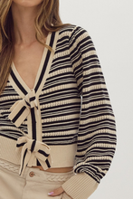 Load image into Gallery viewer, Bow Front Stripe Cardigan