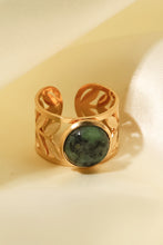 Load image into Gallery viewer, 18k Gold Plated Malachite Leaf Ring