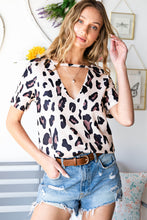 Load image into Gallery viewer, Leopard Cutout Short Sleeve Top