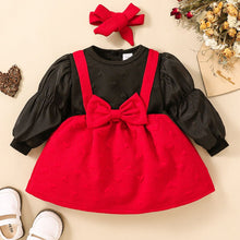 Load image into Gallery viewer, Baby Girl Two-Tone Bow Detail Dress