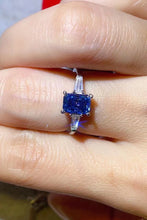 Load image into Gallery viewer, 1 Carat Moissanite Platinum-Plated Rectangle Ring in Blue