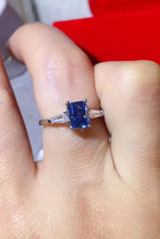 Load image into Gallery viewer, 1 Carat Moissanite Platinum-Plated Rectangle Ring in Blue