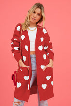 Load image into Gallery viewer, Heart Graphic Open Front Cardigan with Pockets