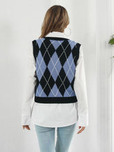 Load image into Gallery viewer, Skull Geometric V-Neck Sweater Vest