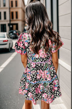 Load image into Gallery viewer, Printed Ruffle Hem Short Sleeve Mini Dress