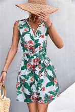 Load image into Gallery viewer, Printed Zip Detail Belted Sleeveless Dress