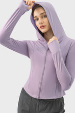 Load image into Gallery viewer, Pocketed Zip Up Hooded Long Sleeve Active Outerwear