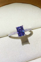 Load image into Gallery viewer, 1 Carat Moissanite 925 Sterling Silver Rectangle Ring in Blue