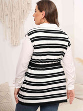 Load image into Gallery viewer, Plus Size Striped Colared Neck Tied Front Sweater Vest