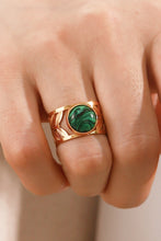 Load image into Gallery viewer, 18k Gold Plated Malachite Leaf Ring