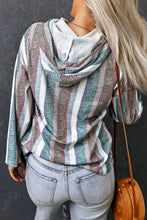 Load image into Gallery viewer, Striped Drawstring Detail Drop Shoulder Hoodie