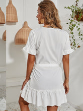 Load image into Gallery viewer, Tied Frill Short Sleeve Mini Dress