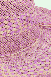 Fame Checkered Straw Weave Sun Hat