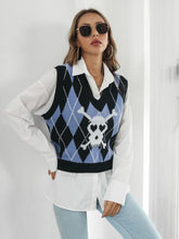 Load image into Gallery viewer, Skull Geometric V-Neck Sweater Vest