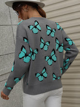 Load image into Gallery viewer, Butterfly Dropped Shoulder Crewneck Sweater