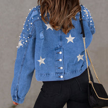 Load image into Gallery viewer, Bead Detail Denim Jacket