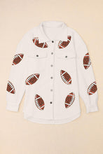 Load image into Gallery viewer, Sequin Football Patch Collared Neck Snap Button Jacket