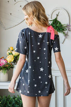 Load image into Gallery viewer, Heimish Full Size Star Print Asymmetrical Neck Short Sleeve Top