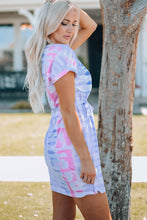 Load image into Gallery viewer, Women Tie-Dye Belted T-Shirt Dress