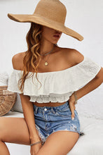 Load image into Gallery viewer, Eyelet Layered Off-Shoulder Cropped Blouse