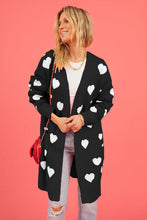 Load image into Gallery viewer, Heart Graphic Open Front Cardigan with Pockets