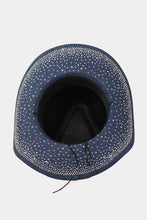 Load image into Gallery viewer, Fame Rhinestone Wide Brim Denim Hat