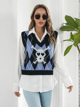 Load image into Gallery viewer, Skull Geometric V-Neck Sweater Vest