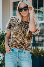 Load image into Gallery viewer, Women Leopard Short Flounce Sleeve Tee