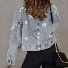 Load image into Gallery viewer, Bead Detail Denim Jacket